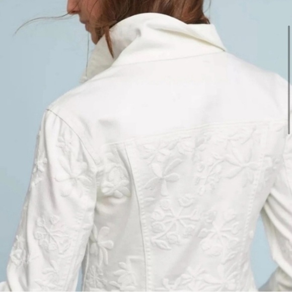 PILCRO AND THE LETTERPRESS | Anthropologie White Embroidered Jean Jacket - Picture 3 of 9